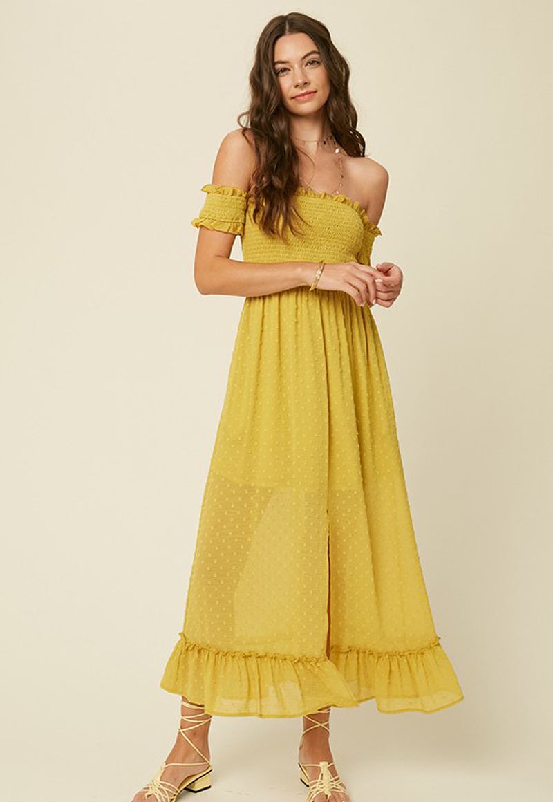 mustard green dress