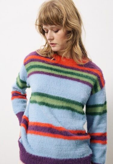 fuzzy stripe sweater