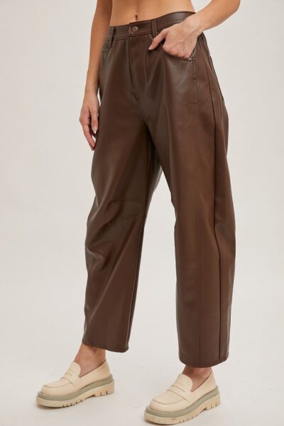 Faux Leather Brown Pants - Image 2