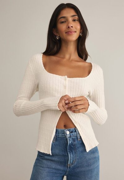 Cream Button Sweater - Image 2